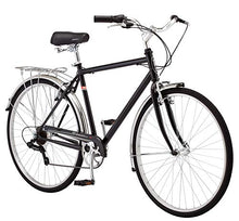 Load image into Gallery viewer, Schwinn Wayfarer Adult Bike Hybrid Retro-Styled Crusier, 18-Inch/Medium Steel Step-Over Frame, 7-Speed Drivetrain, Rear Rack, 700C Wheels, Black
