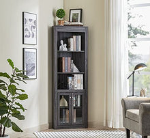 Load image into Gallery viewer, Home Source Bar Cabinet Bookshelf with Glass Doors in Chocolate Finish
