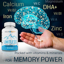 Load image into Gallery viewer, Limitless – NZT Nootropic Brain Booster Supplement – Enhance Focus, Boost Concentration &amp; Improve Memory | Mind Enhancement with Amino Acids &amp; DHA for Neuro Energy &amp; IQ – 30 Day Supply - Made in USA
