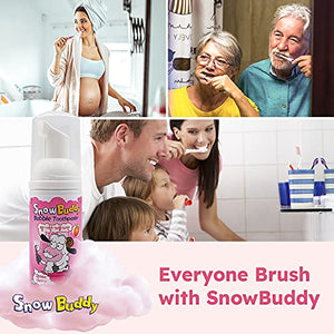 Snow Buddy Kids Bubble Toothpaste Foam with Strawberry Flavor, Anticavity Low Fluoride Foaming Toothpaste and Mouthwash for Dental Care 45ml (1.52 fl.oz)