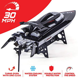 Top Race Remote Control Boat ┃ 30 MPH Rc Boats for Adults and Boys ┃ Realistic Professional Remote Boat Easter Gift ┃Fast RC Racing Electric Boat for Lake with Auto Flip Recovery and Radio Control