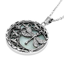 Load image into Gallery viewer, Shop LC Sky Blue Aventurine Healing Crystal Necklace for Women Crescent Moon Real Stone Pendant Chakra Jewelry Wire Wrapped Dragonfly Gifts Size 20"
