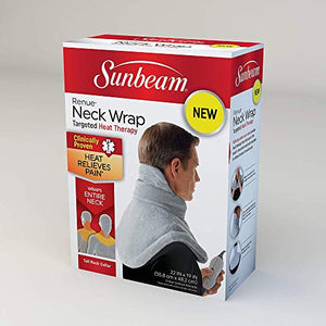 Sunbeam Heating Pad for Neck & Shoulder Pain Relief | Standard Size Renue, 4 Heat Settings with Auto-Off | Grey, 22-Inch x 19-Inch