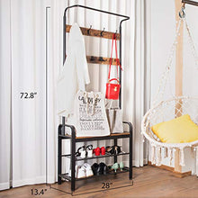 Load image into Gallery viewer, VIVOHOME 3-in-1 Entryway Hall Tree, Heavy Duty MDF Stand Coat Rack with Storage Bench, Industrial Wood Furniture with Stable Metal Frame, 8 Hooks
