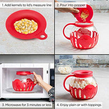 Load image into Gallery viewer, Ecolution Patented Microwave Micro-Pop Popcorn Popper, Borosilicate Glass, 3-in-1 Lid, Dishwasher Safe, BPA Free, 3 Quart Family Size, Red
