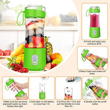 Load image into Gallery viewer, Aitsite Portable Blender, Personal Mixer Fruit Rechargeable USB with 2 Straws, Mini Blender for Smoothie, Fruit Juice, Milk Shakes 380ml, Six 3D Blades for Great Mixing (Green)
