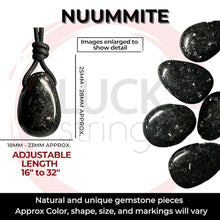 Load image into Gallery viewer, Luck Strings Handmade Chakra Gemstone Crystal Pendant Necklace, Unisex Design for Men &amp; Women, Large Rock Energy Amulet Jewelry Collar for Spiritual Wellness, Gem Accessory Gift, Nuummite Black
