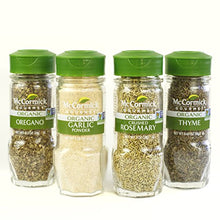 Load image into Gallery viewer, McCormick Gourmet Organic Garlic &amp; Herbs Everyday Basics Variety Pack (Oregano, Garlic Powder, Crushed Rosemary, Thyme), 0.05 lb

