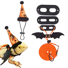 Load image into Gallery viewer, Halloween Bearded Dragon Lizard Leash Harness Hat, Bearded Dragon Lizard Halloween Clothe Pumpkin Hat and 3 Pack Lizard Harness Leash for Lizard Reptile Halloween,Holiday,Party,Photos

