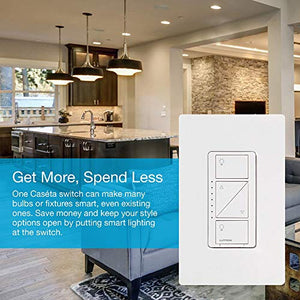 Lutron Caseta Wireless Smart Lighting Dimmer Switch and Remote Kit for Wall & Ceiling Lights, P-PKG1W-WH, White