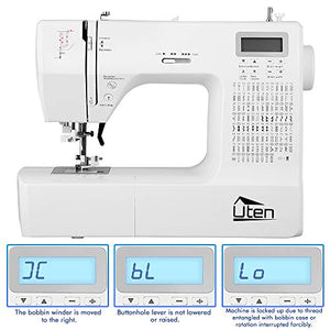 Sewing Machines, Portable Embroidery Machine with 200 Built-in Stitches and 8 Buttonhole Patterns, Portable Sewing Machine for Sewing, Hem, Reverse Sewing Equipped with Lighting (AA-Sewing Machine)