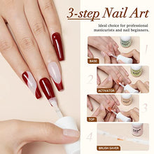 Load image into Gallery viewer, AZUREBEAUTY Dip Powder Liquid Set 15ml/0.5oz, 4+4Pcs Dipping Powder Base Top Coat, Activator, Brush Saver, Nail File Necessary Tools for Dip Powder Nail Set No Nail Lamp Needed
