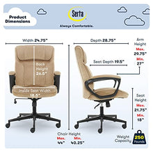 Load image into Gallery viewer, Serta Hannah Executive Microfiber Office Chair with Headrest Pillow, Adjustable Ergonomic with Lumbar Support, Soft Fabric, Beige
