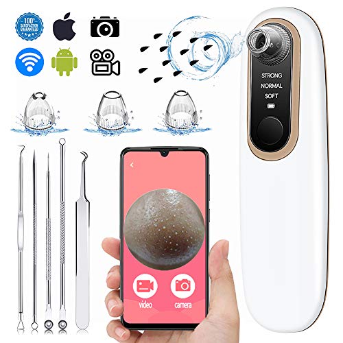 Blackhead Remover Pore Vacuum with Camera – DoVis Electric Visible Blackhead Vacume Remover Rechargeable Face Acne Comedo Pore Cleaner Extractor Blackhead Suction Tool Device for Women Men, White
