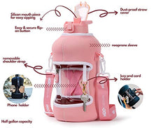 Load image into Gallery viewer, H2O Capsule 2.2L Half Gallon Water Bottle with Storage Sleeve and Covered Straw Lid – BPA Free Large Reusable Drink Container with Handle - Big Sports Jug, 2.2 Liter (74 Ounce) Rose Quartz
