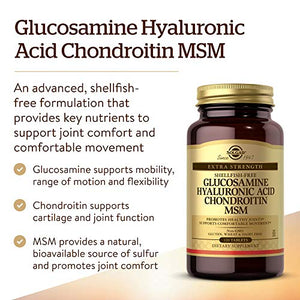 Solgar Glucosamine Hyaluronic Acid Chondroitin MSM, 120 Tablets - Pack of 2 - Supports Healthy Joints, Range of Motion & Flexibility - Shellfish Free - Non-GMO, Gluten Free - 80 Total Servings