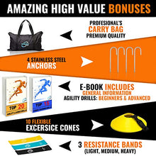 Load image into Gallery viewer, Invincible Fitness Agility Ladder Training Equipment Set, Improves Coordination, Speed, Power and Strength, Includes 10 Cones, 4 Hooks and 3 Loop Resistance Bands for Outdoor Workout
