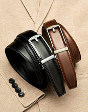 Load image into Gallery viewer, Click Belts for Men Comfort 2 Packs 1 1/4", CHAOREN Ratchet Dress Belt with Adjustable Slide Buckle, Trim to Fit in Gift Set
