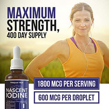 Load image into Gallery viewer, Nascent Iodine Supplement 400 Servings, Glass Bottle, Vegan, 1800 mcg - 600 mcg per Drop - Pure, Clear Color - Supports Thyroid Health, Energy, Immunity &amp; Metabolism (2 oz.)
