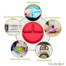 Load image into Gallery viewer, WeeSprout Suction Plates for Babies &amp; Toddlers | 100% Silicone | Plates Stay Put with Suction Feature | Divided Design | Microwave &amp; Dishwasher Safe | 3 Pack
