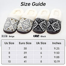 Load image into Gallery viewer, LseLom Fair Isle Slippers for Women Sweater Knit Slippers with Rubber Soles Womens Slippers Indoor Outdoor Fuzzy House Slippers Warm Cozy House Shoes Beige Size 6
