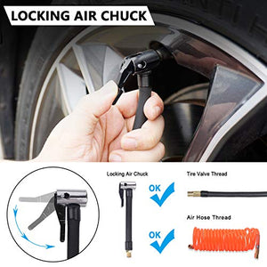 GSPSCN Portable Air Compressor Pump Tire Inflator with Digital Gauge, Heavy Duty Double Cylinder 12V Tire Pump 150 PSI with Tire Repair Kit and Toolbox for Auto,SUV,Off-Road,Truck,Bike