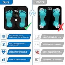 Load image into Gallery viewer, Scales for Body Weight and Fat, Lescale Large Display Weight Scale, High Accurate Body Fat Scale Digital Bluetooth Bathroom Scale for BMI Heart Rate, 15 Body Composition Analyzer Sync with Fitness App
