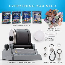 Load image into Gallery viewer, NATIONAL GEOGRAPHIC Hobby Rock Tumbler Kit - Includes Rough Gemstones, 4 Polishing Grits, Jewelry Fastenings, Learning Guide, Great Stem Science Kit
