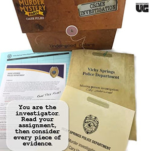Murder Mystery Party Case Files: Underwood Cellars Unsolved Mystery Detective Case File Game Play Alone, w/ Friends, Family or for Couples Date Night Ages 14+ from University Games , Brown