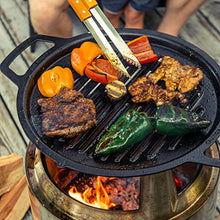Load image into Gallery viewer, Solo Stove Bonfire Grill Cooking Bundle Cast Iron Grate Stainless Steel Fire Pit Grill with Hub for Elevation, 17.5 Inch Round Fire Pit Grate Wood Fueled Cooking Grate for Fire Pit
