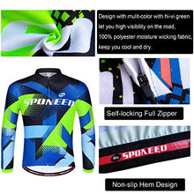 Load image into Gallery viewer, sponeed Men's Biking Pants Padded Tights Bicycling Tops Jersey Long Sleeve Shirts Cycling Uniforms Club Team Spring Style US M Multi
