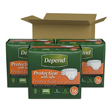 Load image into Gallery viewer, Depend Incontinence Protection with Tabs, Unisex, Large (35–49" Waist, over 170 lbs), Maximum Absorbency, 48 Count (3 Packs of 16)

