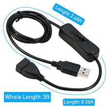 Load image into Gallery viewer, RIITOP USB Extension Cable with ON/Off Switch USB Male to Female Cable Support (Data and Power) for USB Headset, LED Strips(2-Pack)
