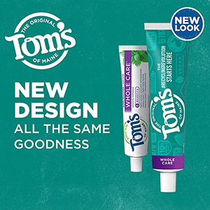 Tom's of Maine Whole Care Natural Toothpaste with Fluoride, Spearmint, 4 oz. 3-Pack (Packaging May Vary)