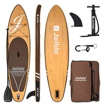 Load image into Gallery viewer, jolldo Inflatable Stand Up Paddle Board 10&#39;6&#39;×31&quot;×6&quot; Ultra-Light SUP Non-Slip Deck w Paddle, Pump, Backpack, Leash, Waterproof Case, Repair kit, Wood
