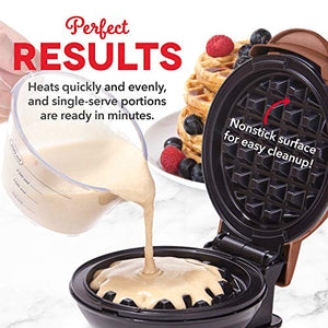 Dash DMW001CU Machine for Individual, Paninis, Hash Browns, other Mini waffle maker, 4 inch, Copper