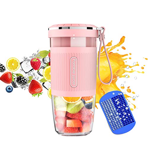 KLOUDI Portable Blender, Cordless Personal Blender Juicer, Mini Mixer, Waterproof Smoothie Blender With USB Rechargeable, BPA Free Tritan 300ml, Home, Office, Sports, Travel, Outdoors Pink