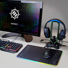 Load image into Gallery viewer, ENHANCE Gaming Headset Stand - LED Headphone Hanger with Mouse Bungee and 2 Port USB Hub - 7 RGB Colors + Color Changing Mode, Headset Hanger, Mouse Bungee 3-in-1 Gaming Desktop Accessory
