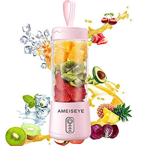 Portable Blender - Personal Size Juicer Cup Fruit Shakes Smoothie Mixer with 2600mAh Rechargeable Battery, Six Blades for Home,Travel,Sports,Gym (Pink)