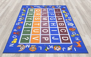 Ottomanson Jenny Collection Kids' Non-slip Educational Alphabet Design Area Rug , 8'2" X 9'10", Multicolor