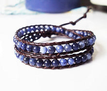 Load image into Gallery viewer, 2 wrap kyanite bracelets,stone bracelets,leather bracelets,men bracelets,women bracelets,blue bracelets,fashion bracelets
