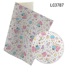 Load image into Gallery viewer, 5pcs Fake Leather Fabric for Sewing Clothe Furniture Eco Imitation Sheets Cartoon Gemini and Girl Pattern DIY Bow Hair Accessories Supplies 2230cm/A4

