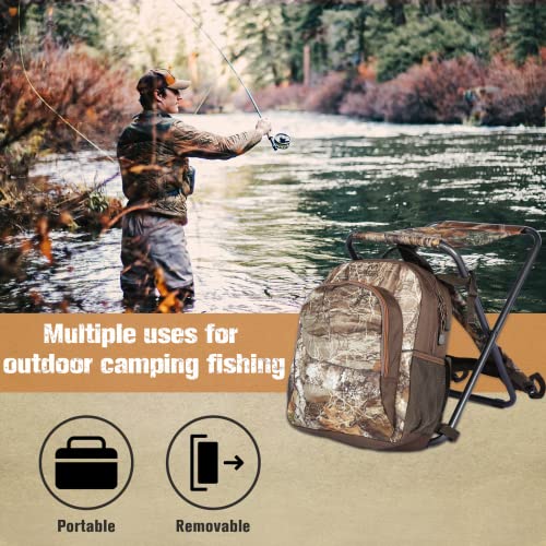 Load image into Gallery viewer, TIMBER RIDGE 3 in 1 Cooler Backpack Foldable Fishing Chair with Cooler Bag, Compact Lightweight and Portable for Outdoor, Camping, Hiking(CAMO)