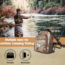 Load image into Gallery viewer, TIMBER RIDGE 3 in 1 Cooler Backpack Foldable Fishing Chair with Cooler Bag, Compact Lightweight and Portable for Outdoor, Camping, Hiking(CAMO)

