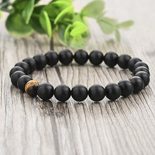 Load image into Gallery viewer, Long Way 2 pcs Black Matte Agate &amp; Tiger Eye Gem Beads 8mm Double Matching Distance Bracelets 7.5" Z &amp; 7.9"
