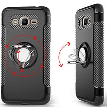 Load image into Gallery viewer, Phone Case for Samsung Galaxy J3 2016/J 3 V/J36V/Sky/Amp Prime with Tempered Glass Screen Protector Cover and Stand Ring Holder Hybrid Cell Accessories Glaxay Sol J3V JV3 J36 6 J320V J320A Men Black
