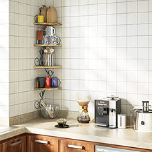 Load image into Gallery viewer, Alsonerbay Wall Mount Corner Shelves 4 Tier Floating Corner Storage Wood Shelves Decorative Rustic Radial Shelf in Cat Shape Carbonized Black
