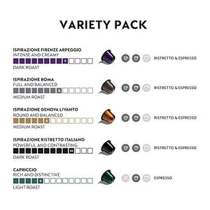 Nespresso Capsules OriginalLine, Ispirazione Variety Pack, Medium & Dark Roast Espresso Coffee, 50 Count Espresso Coffee Pods, Brews 1.35 Ounce