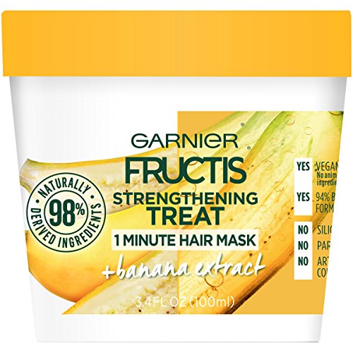 Garnier Fructis Strengthening Treat 1 Minute Hair Mask with Banana Extract, 3.4 Ounce