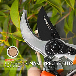 VIVOSUN Garden Hand Pruner Shear with Curved Blade and 8 Inch Bypass Pruning Shear, Orange